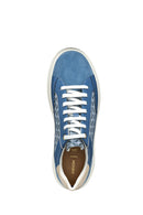 Geox Kadın Mavi D Spherica Ecub - 2 B - Em.te + Su Bağcıklı Desenli Kalın Tabanlı Deri Sneaker