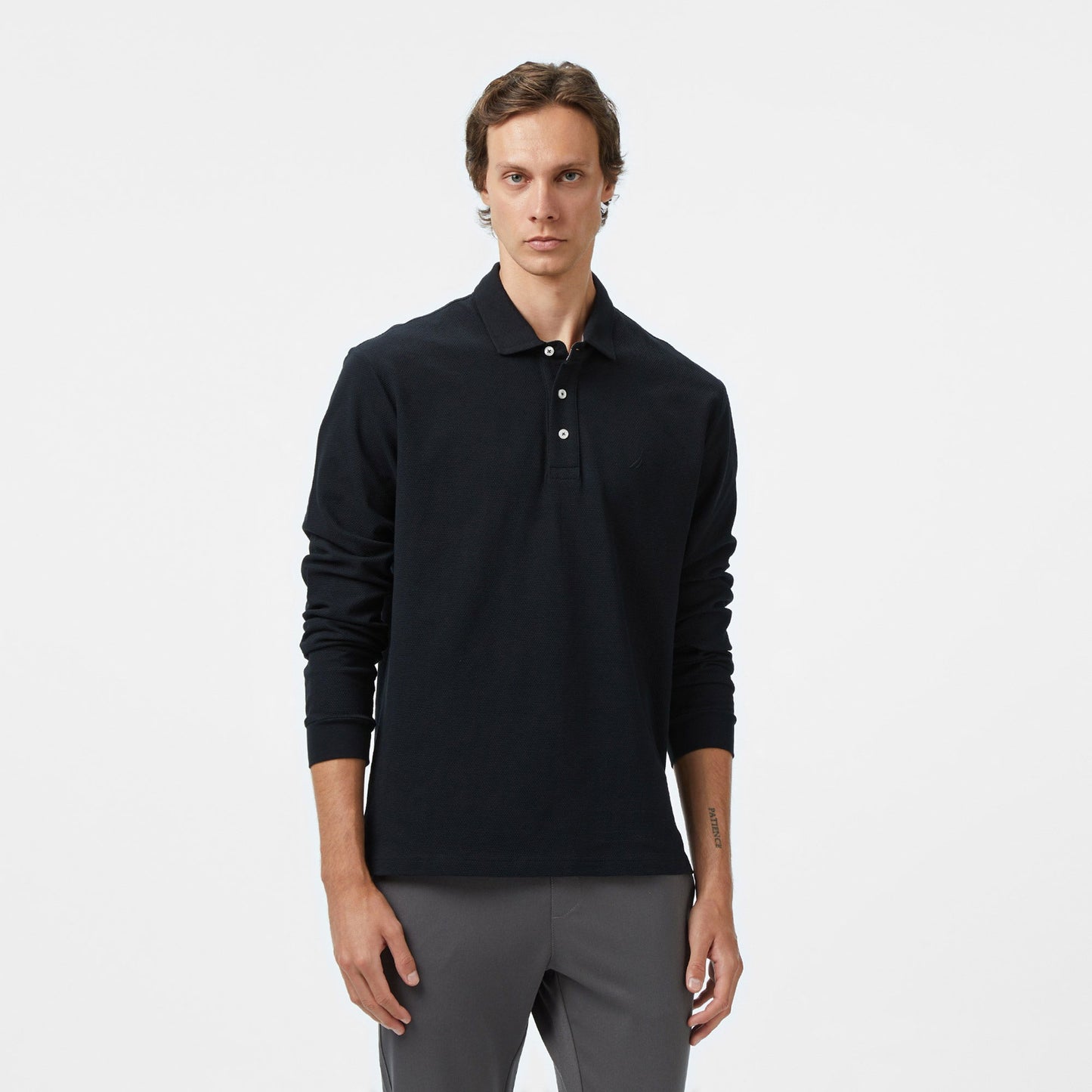 Nautica Erkek Siyah Classic Fit Uzun Kollu Polo Yaka T-shirt