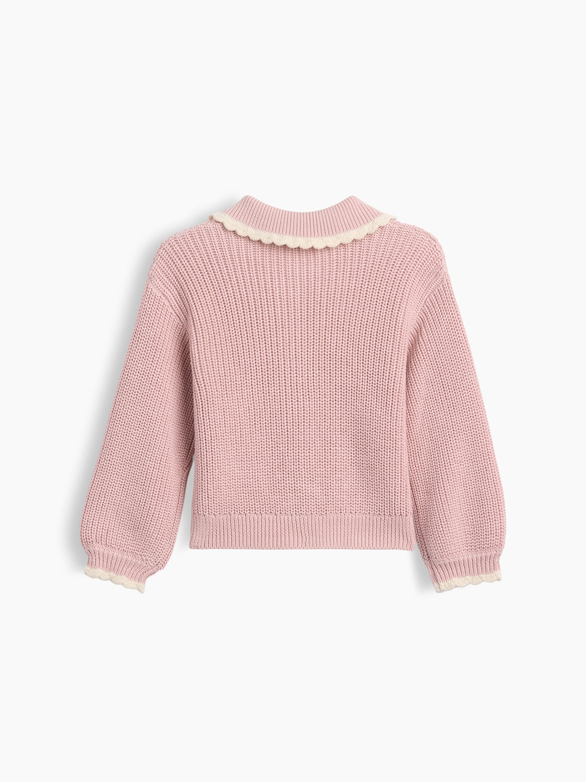Pembe Polo Yaka Detaylı Triko Hırka