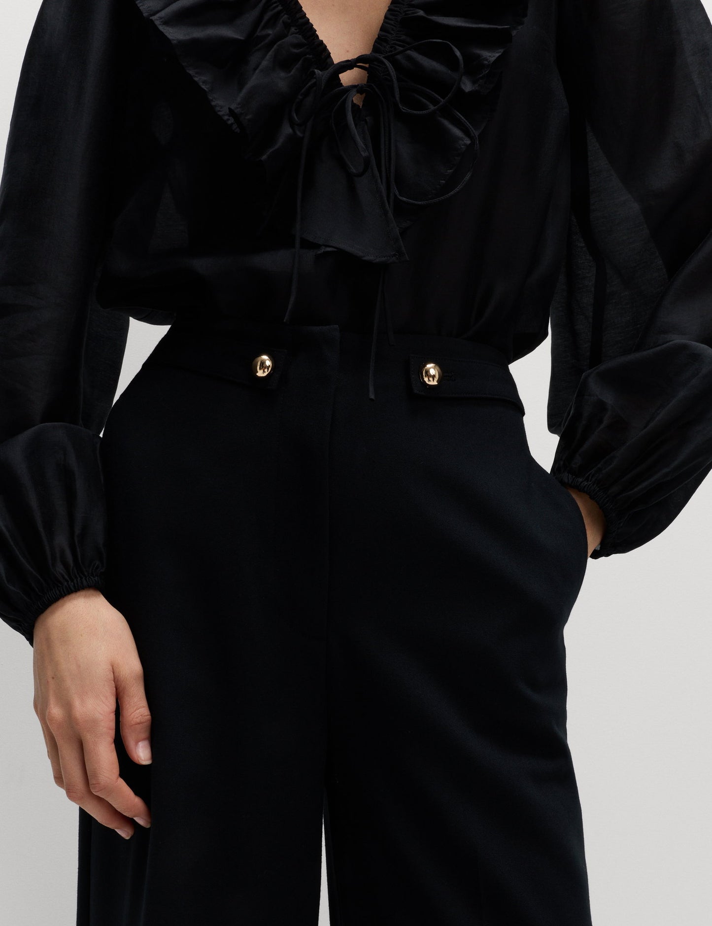 Detaylı Geniş Paça Pantolon