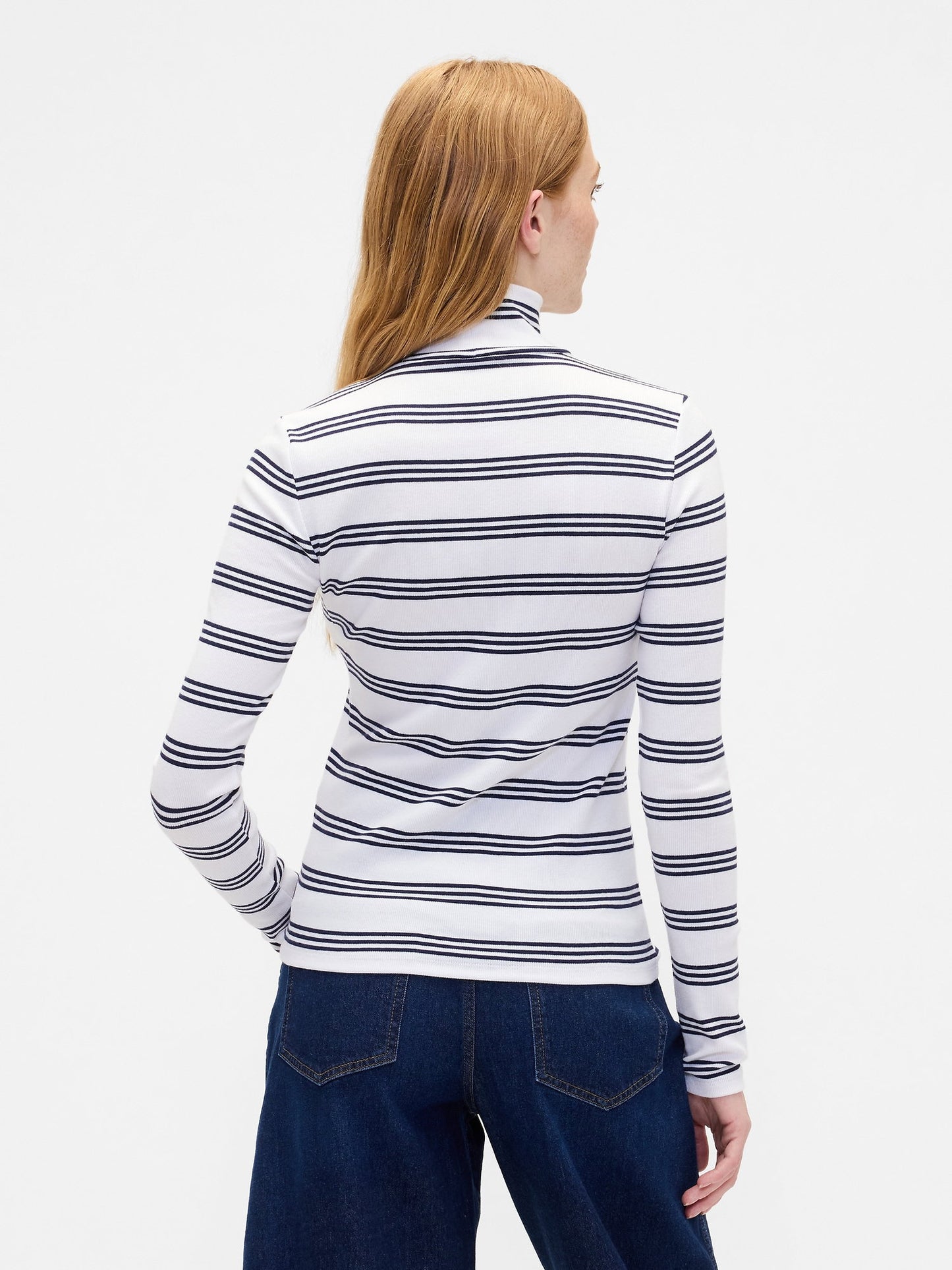 Beyaz Ribbed Turtleneck T-shirt