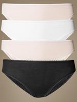 Bej 4'lü Pamuklu High Leg Külot Seti