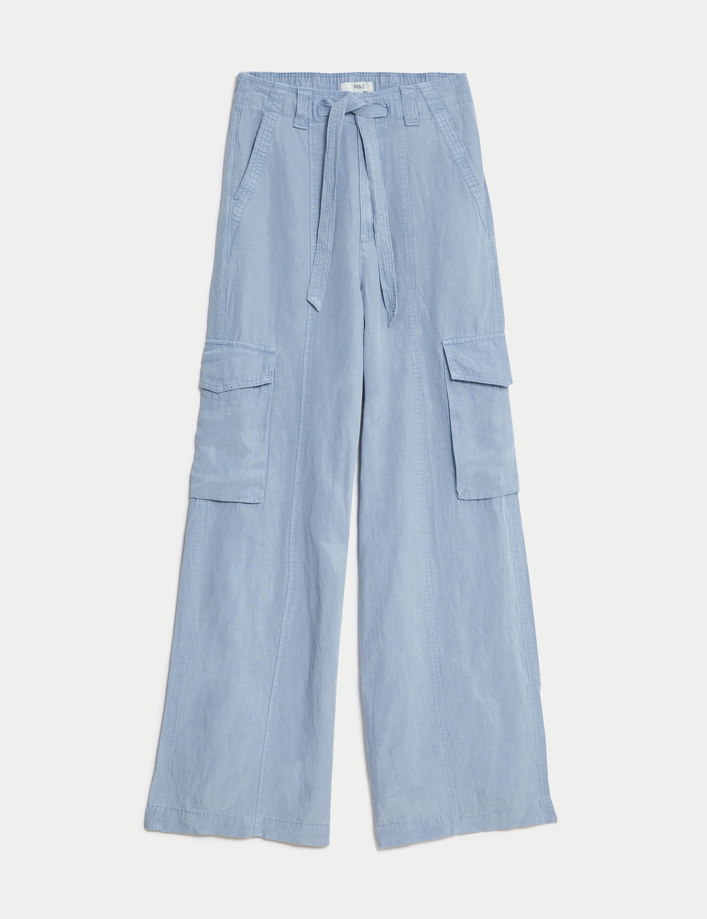 Wide Leg Keten Kargo Pantolon