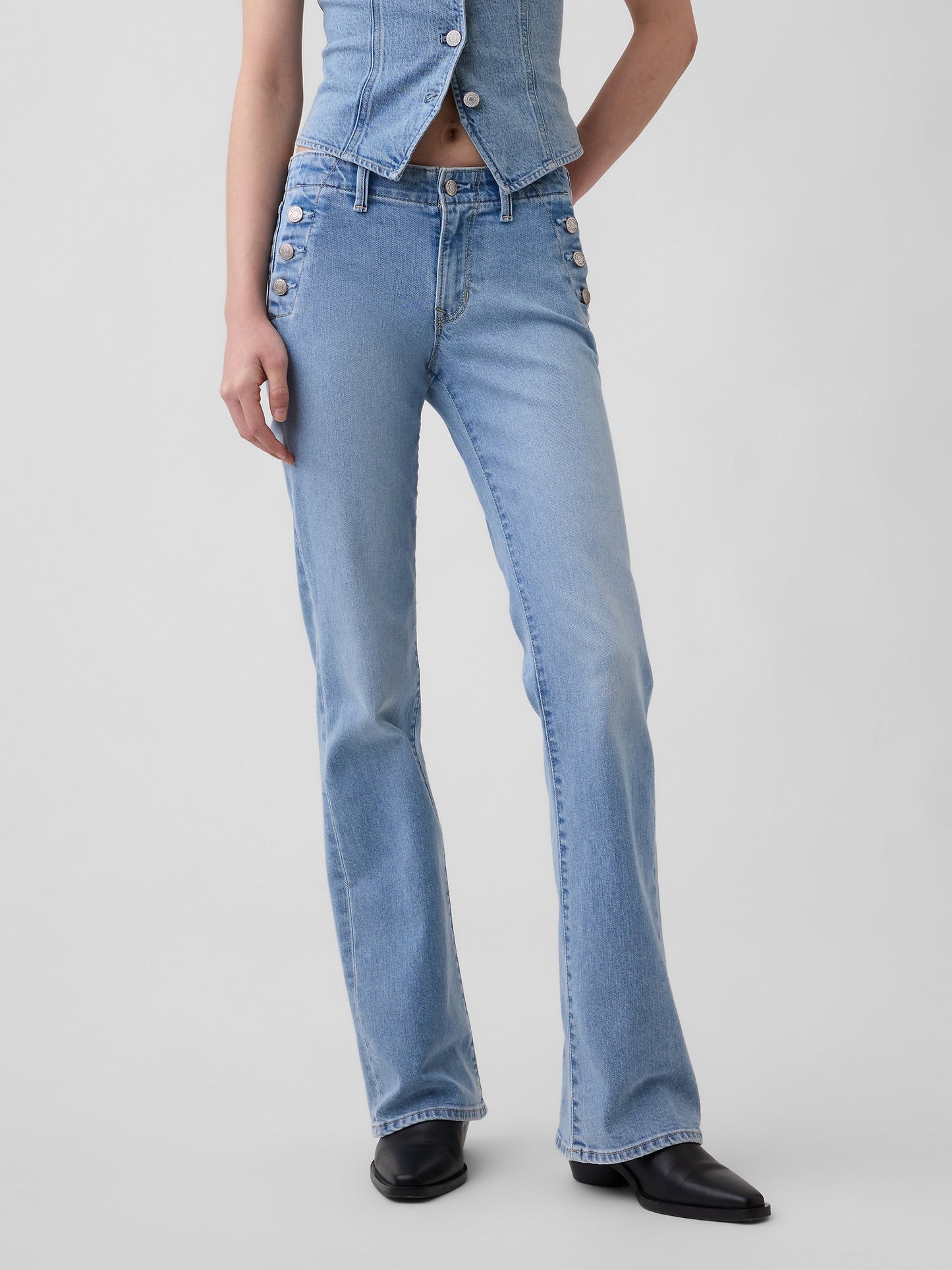 Açık Mavi Low Rise Long & Lean Sailor Jean Pantolon