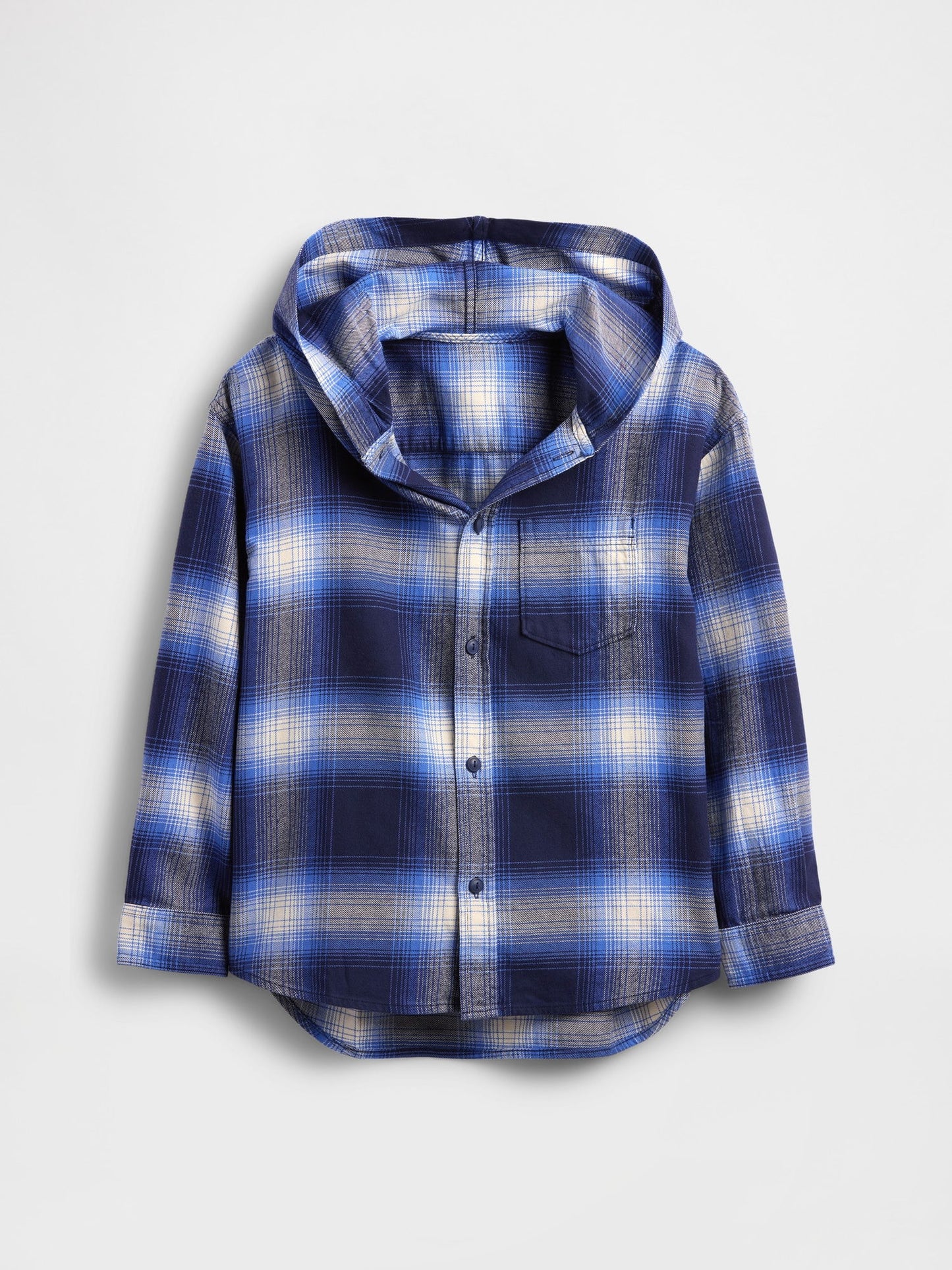 Mavi Organik Pamuk Kapüşonlu Flannel Gömlek