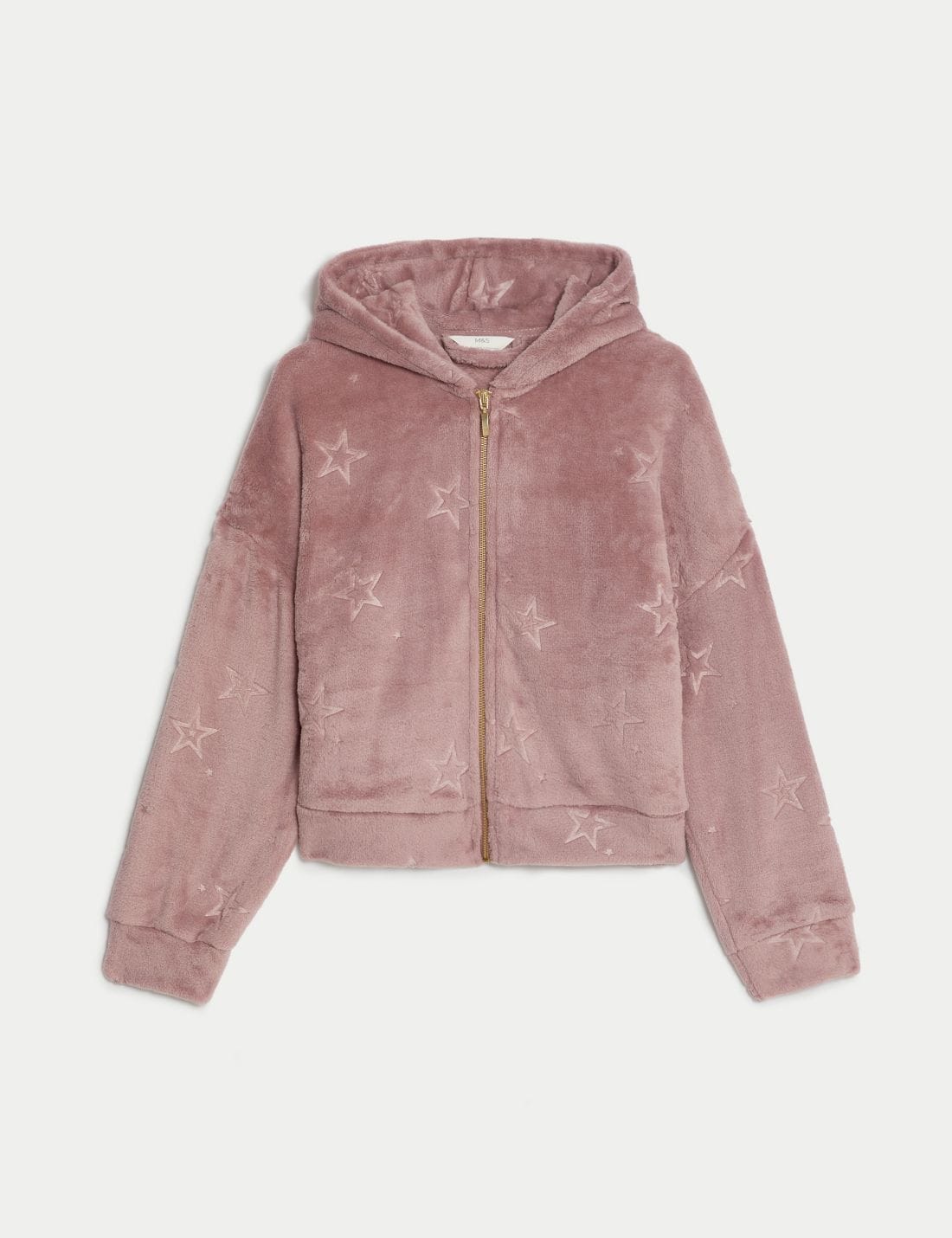 Yıldız Desenli Kapüşonlu Polar Pijama Üstü
