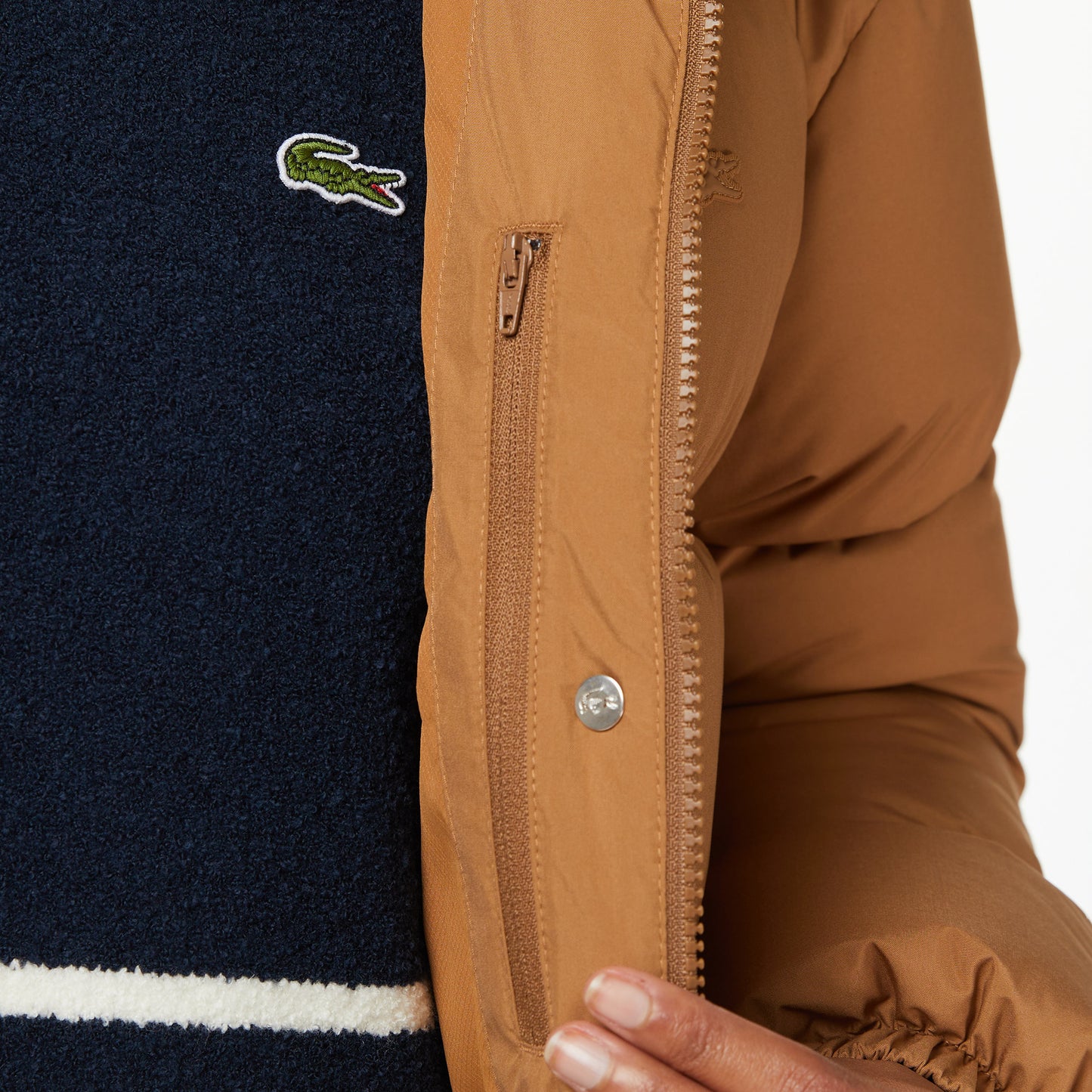 Lacoste Kadın Kapüşonlu Açık Kahverengi Mont