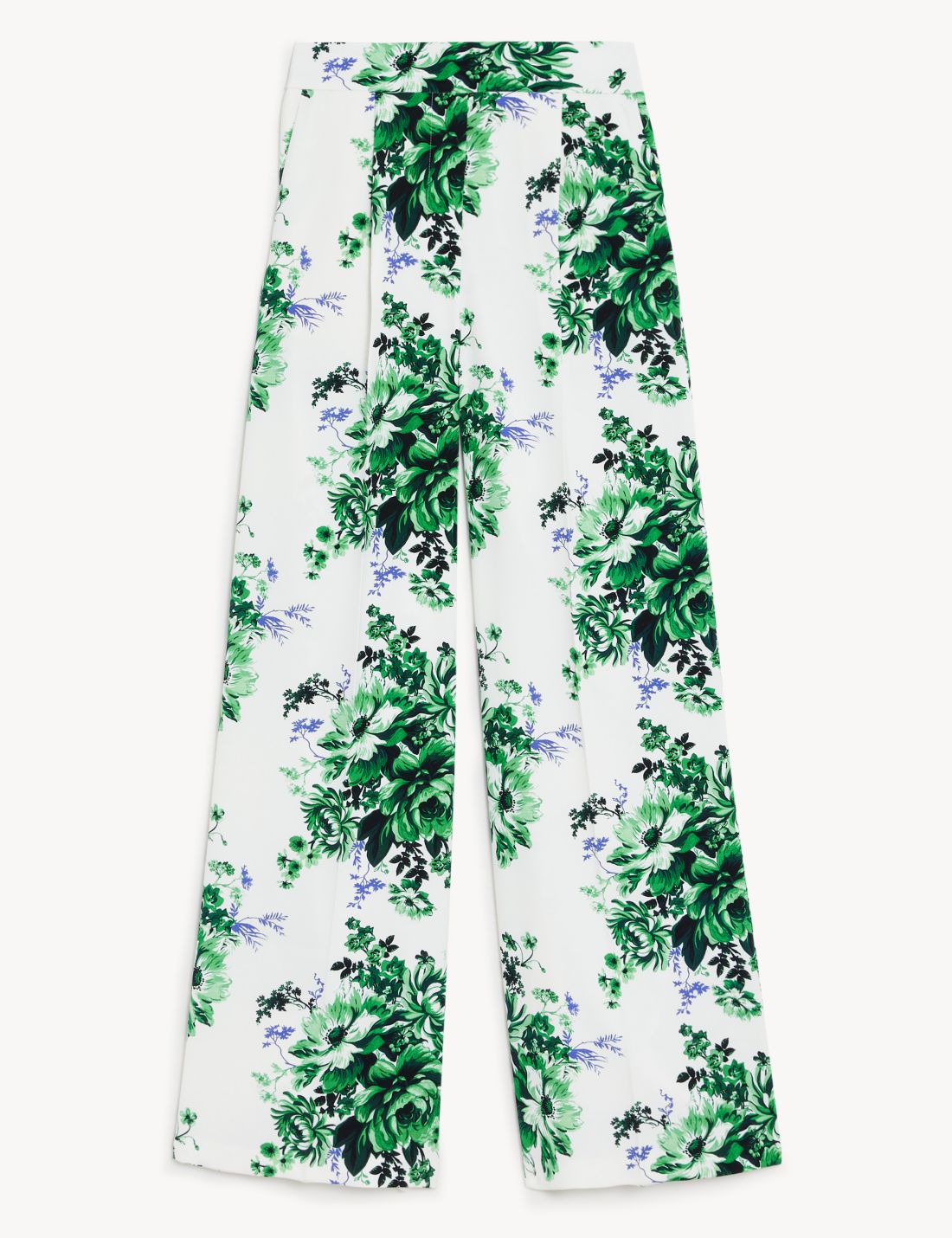 Çiçek Desenli Wide Leg Saten Pantolon
