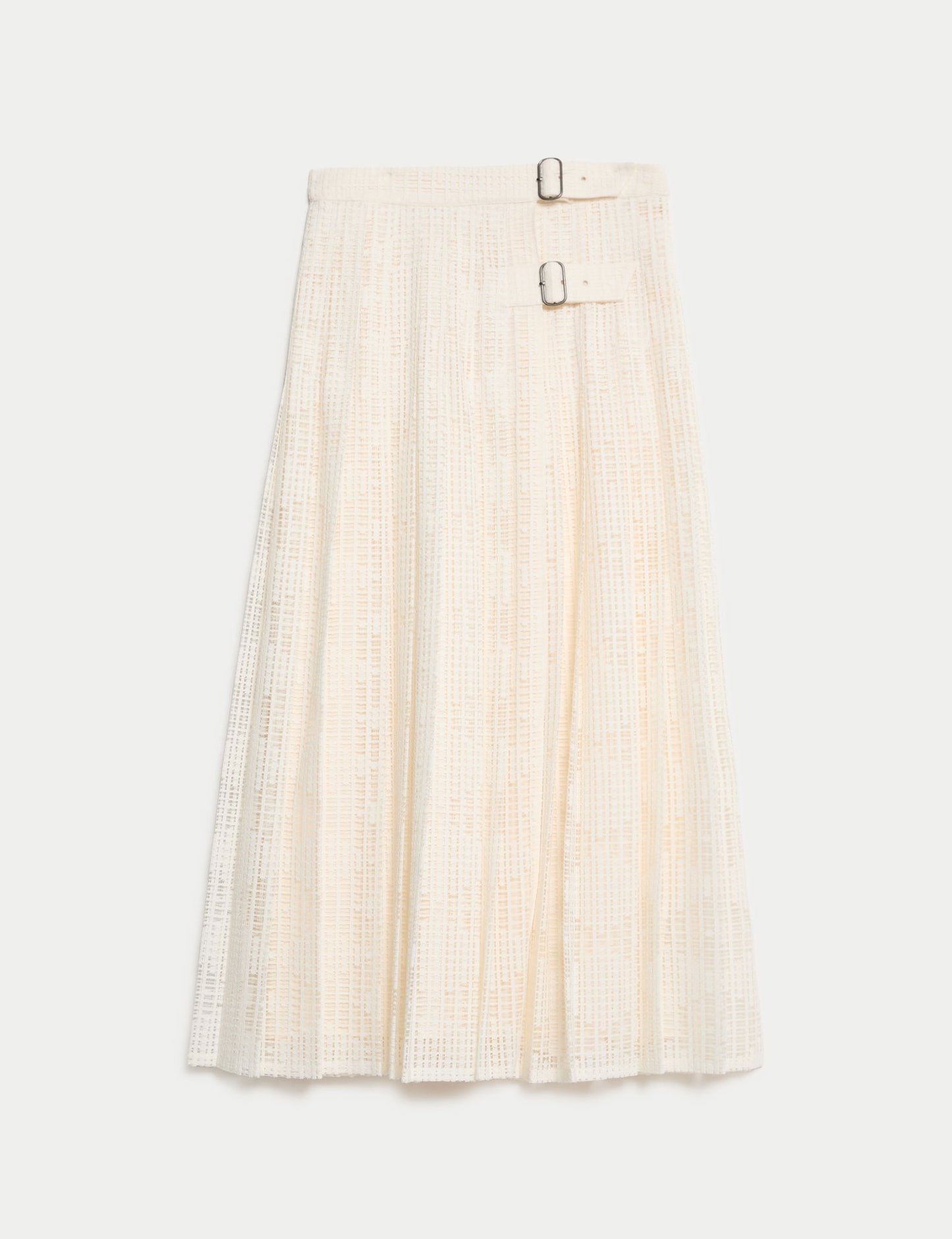 Pamuk Karışımlı Dantel Plise Midi Etek