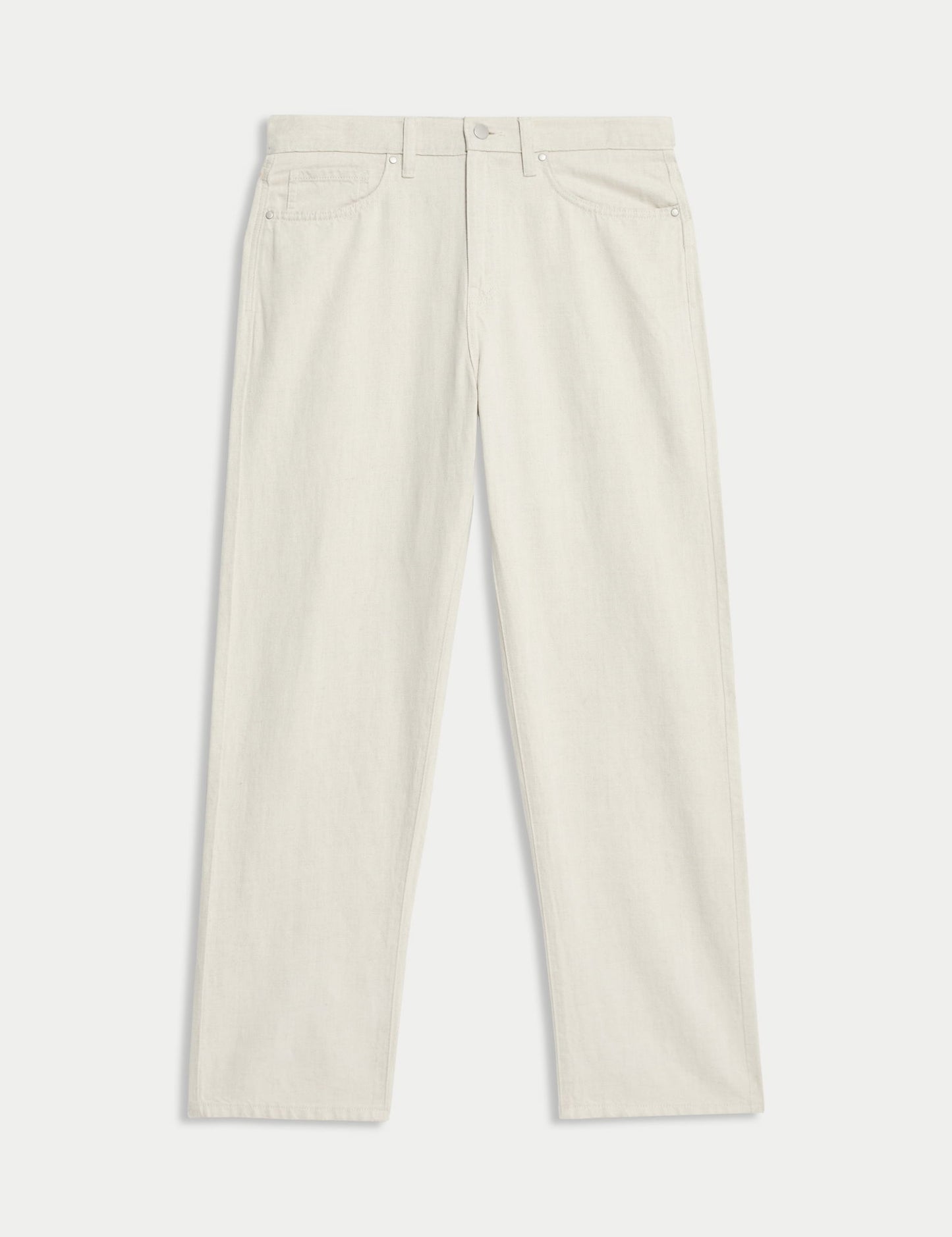 Keten Karışımlı Geniş Paça Jean Pantolon