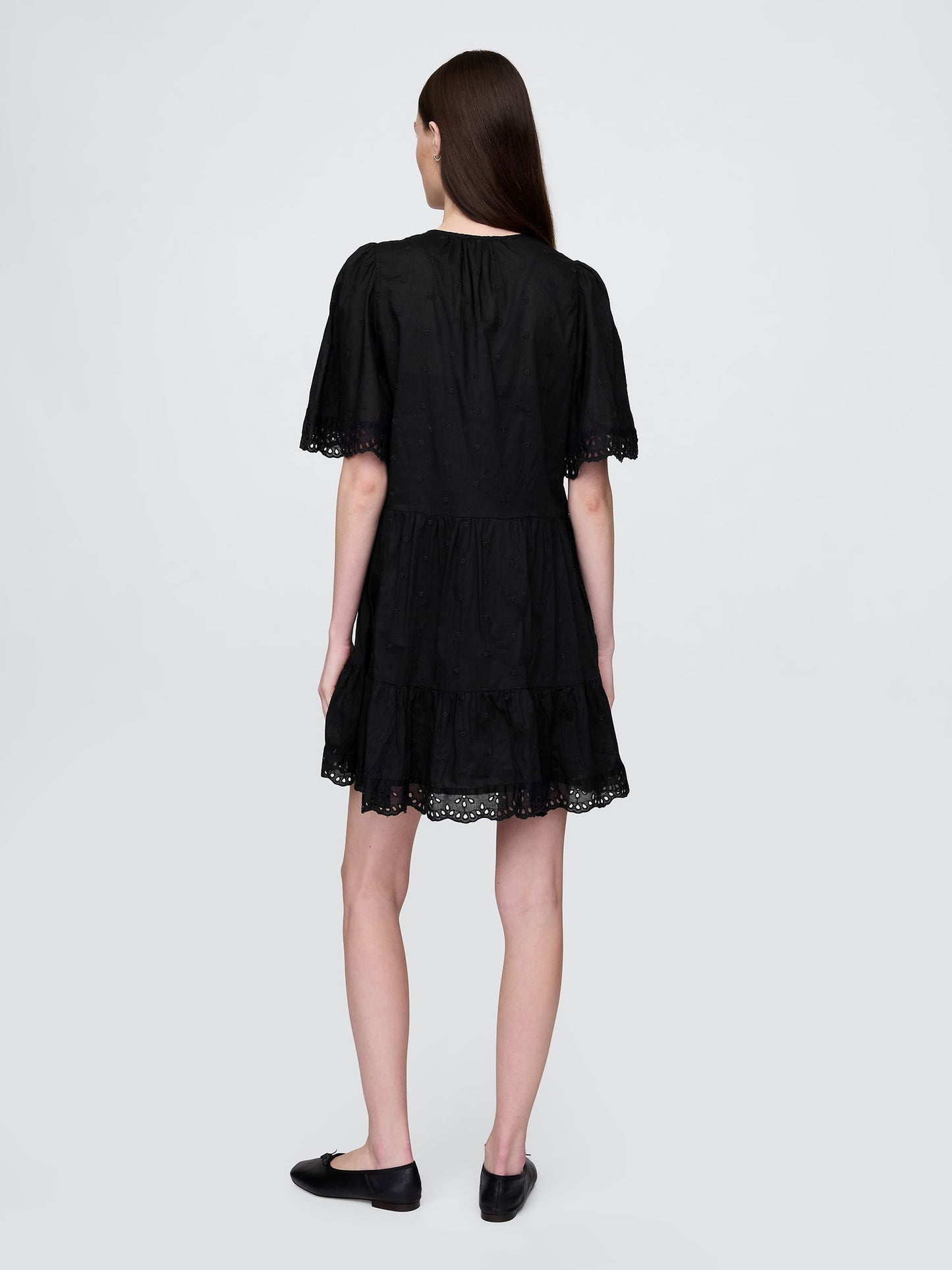 Siyah Eyelet Mini Elbise