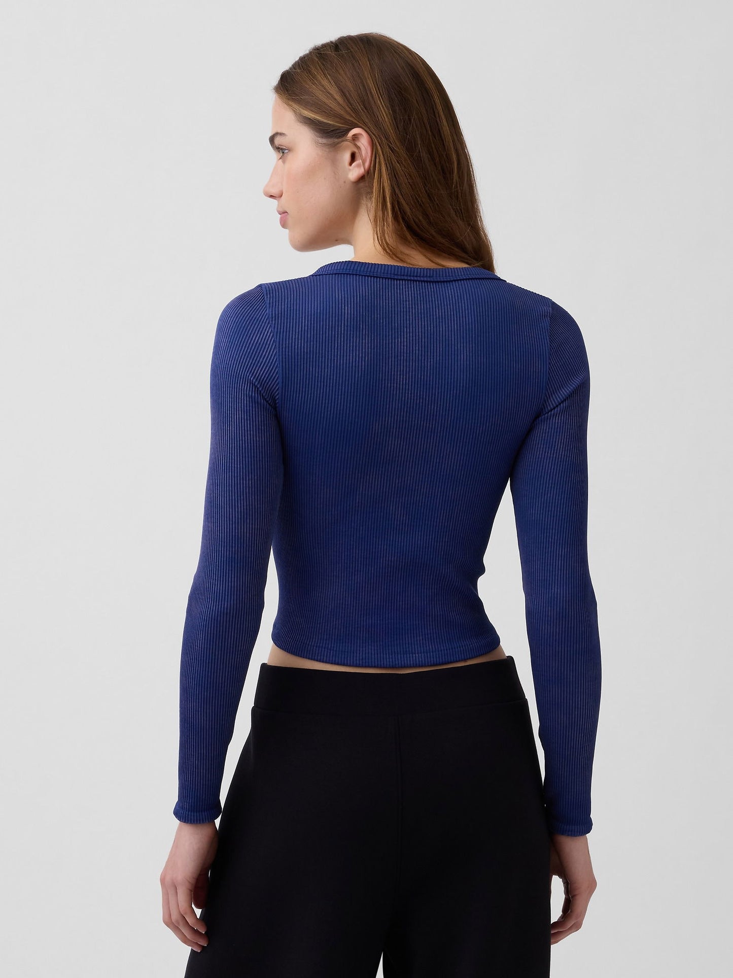 Mavi Gapfit Dikişsiz Fitilli Crop T-shirt
