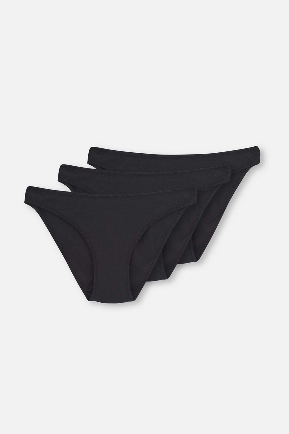 Siyah 3'lü Düşük Bel Izsiz Kadın Slip Külot