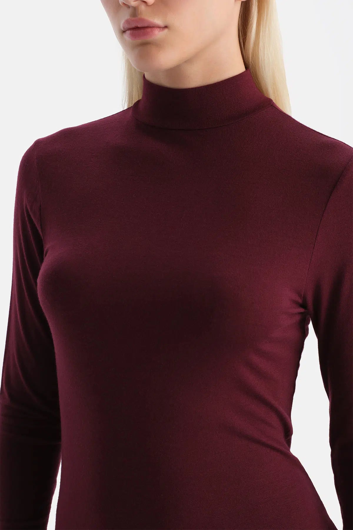 Bordo 5118kc Modal Kaşmir Balıkçı Yaka Uzun Kollu Üst