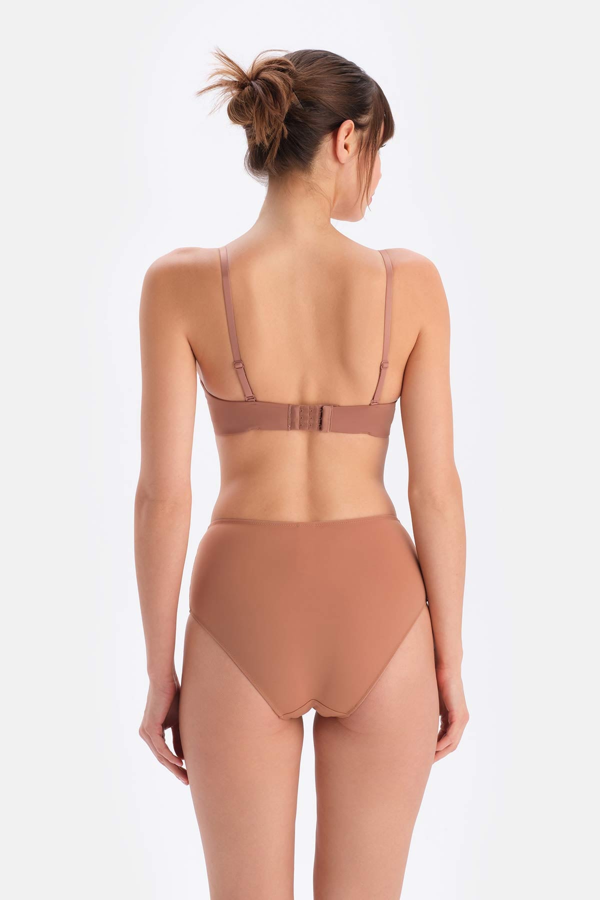 Kahverengi Plumeria Straplez Yarı Dolgulu Sütyen