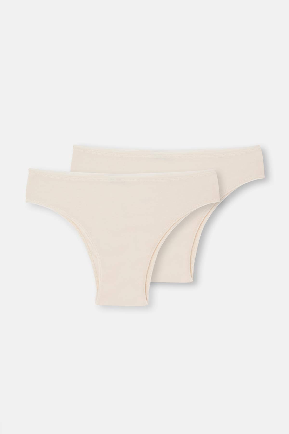 Ekru 2'li Modal Brazilian Külot