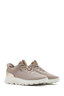 Geox Kadın Bej Spherica Plus Bağcıklı Kalın Tabanlı Kumaş Sneaker