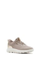 Geox Kadın Bej Spherica Plus Bağcıklı Kalın Tabanlı Kumaş Sneaker