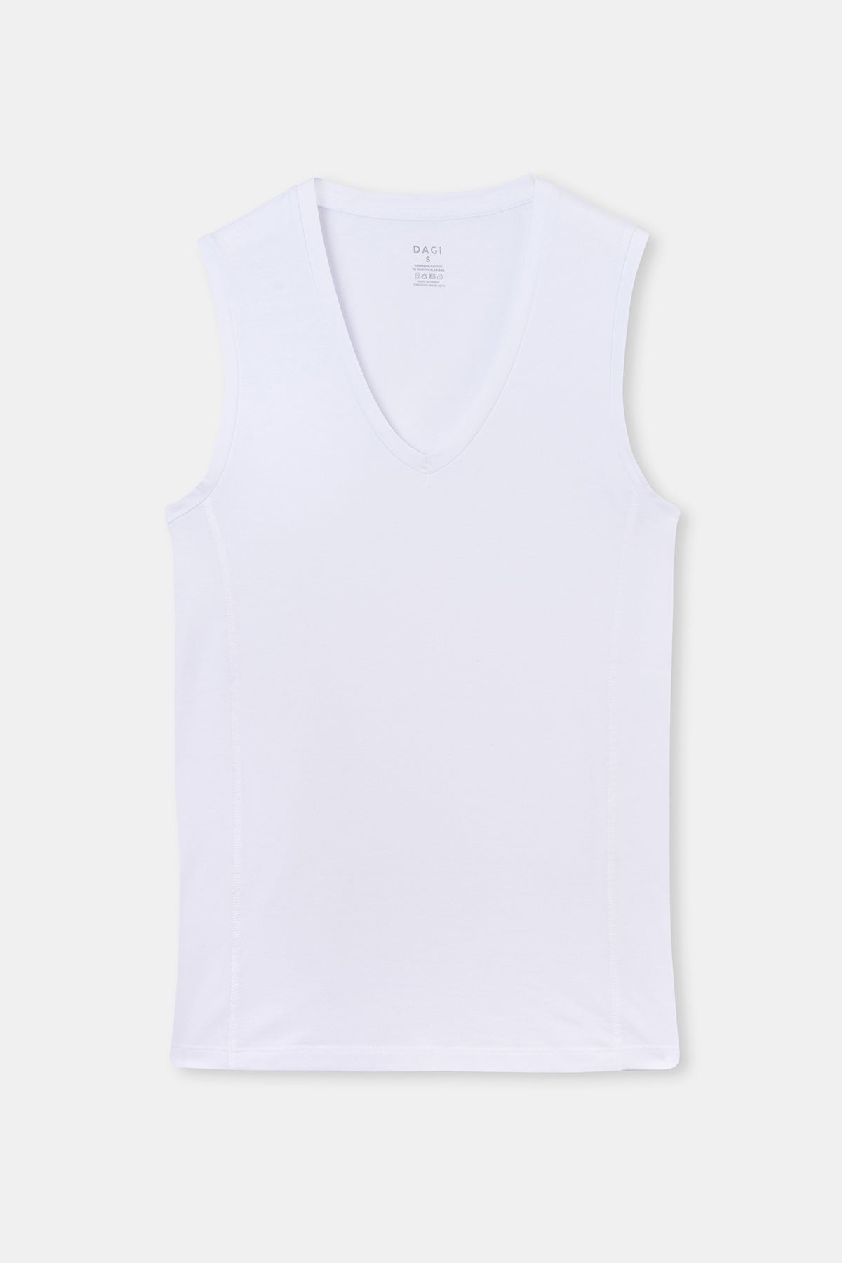 Beyaz Penye V Yaka Kolsuz Erkek Fanila