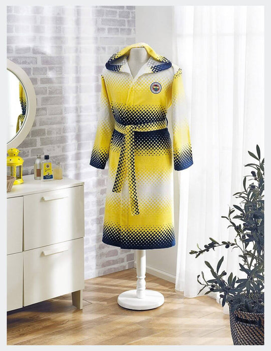 Unisex Sarı Fenerbahçe Baskılı Bornoz