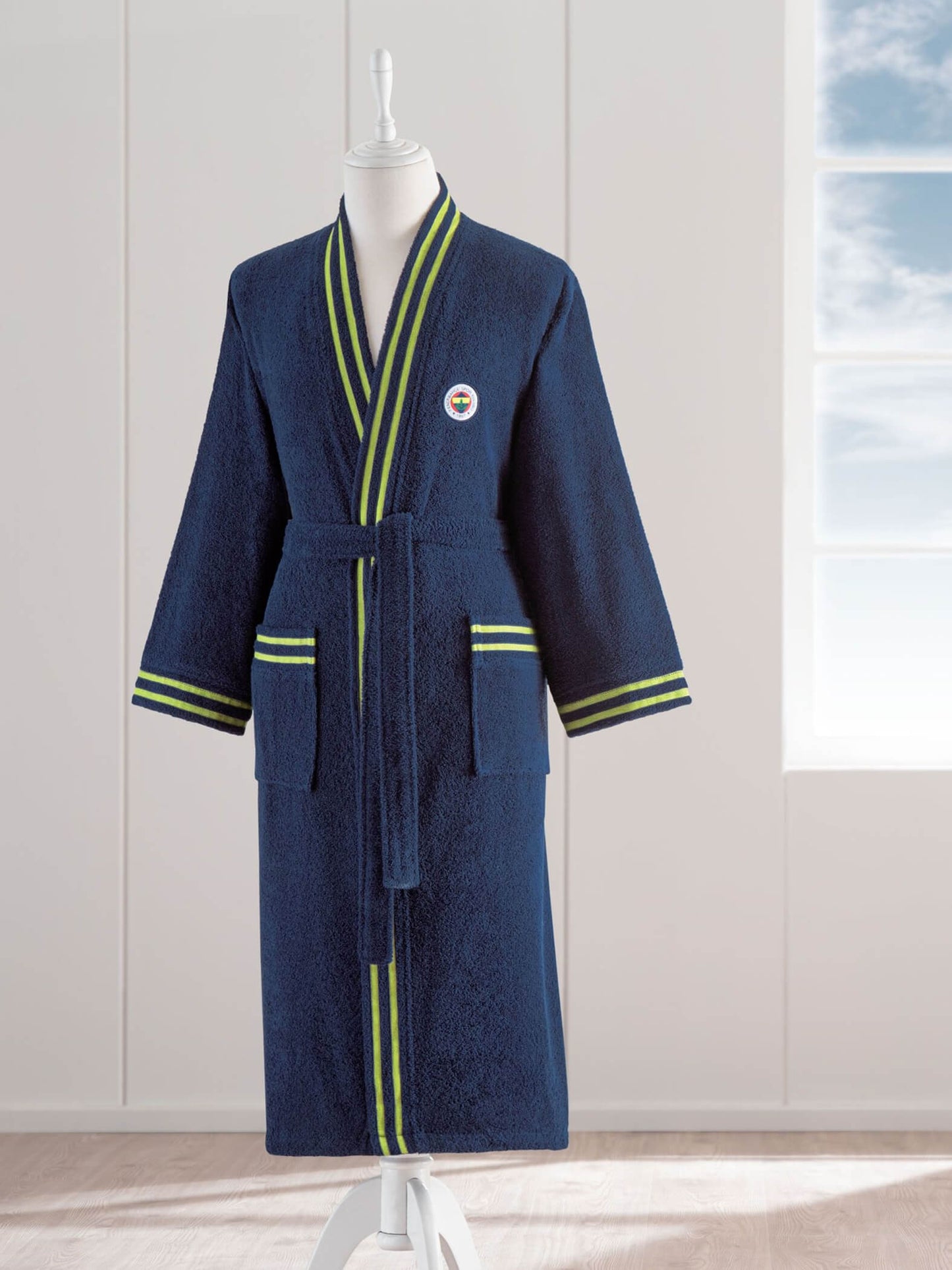 Unisex Lacivert Fenerbahçe Logo Yetişkin Bornoz