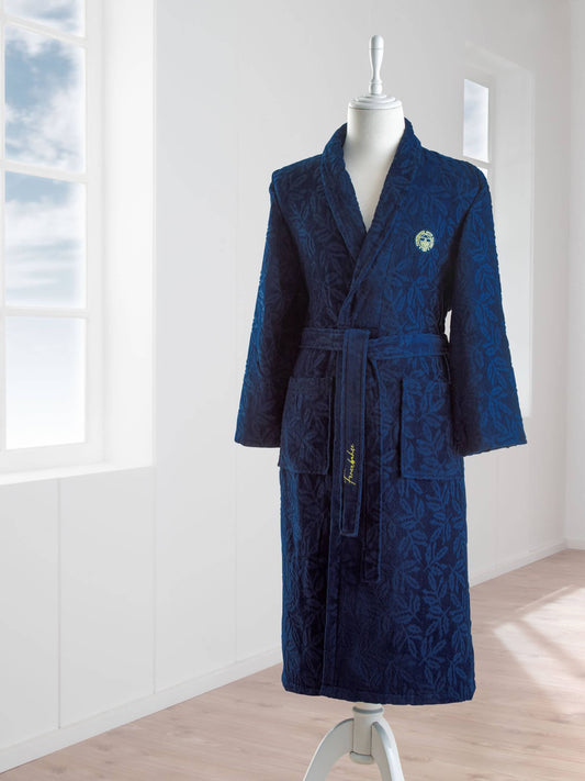 Unisex Lacivert Fenerbahçe Jakarlı Yetişkin Bornoz