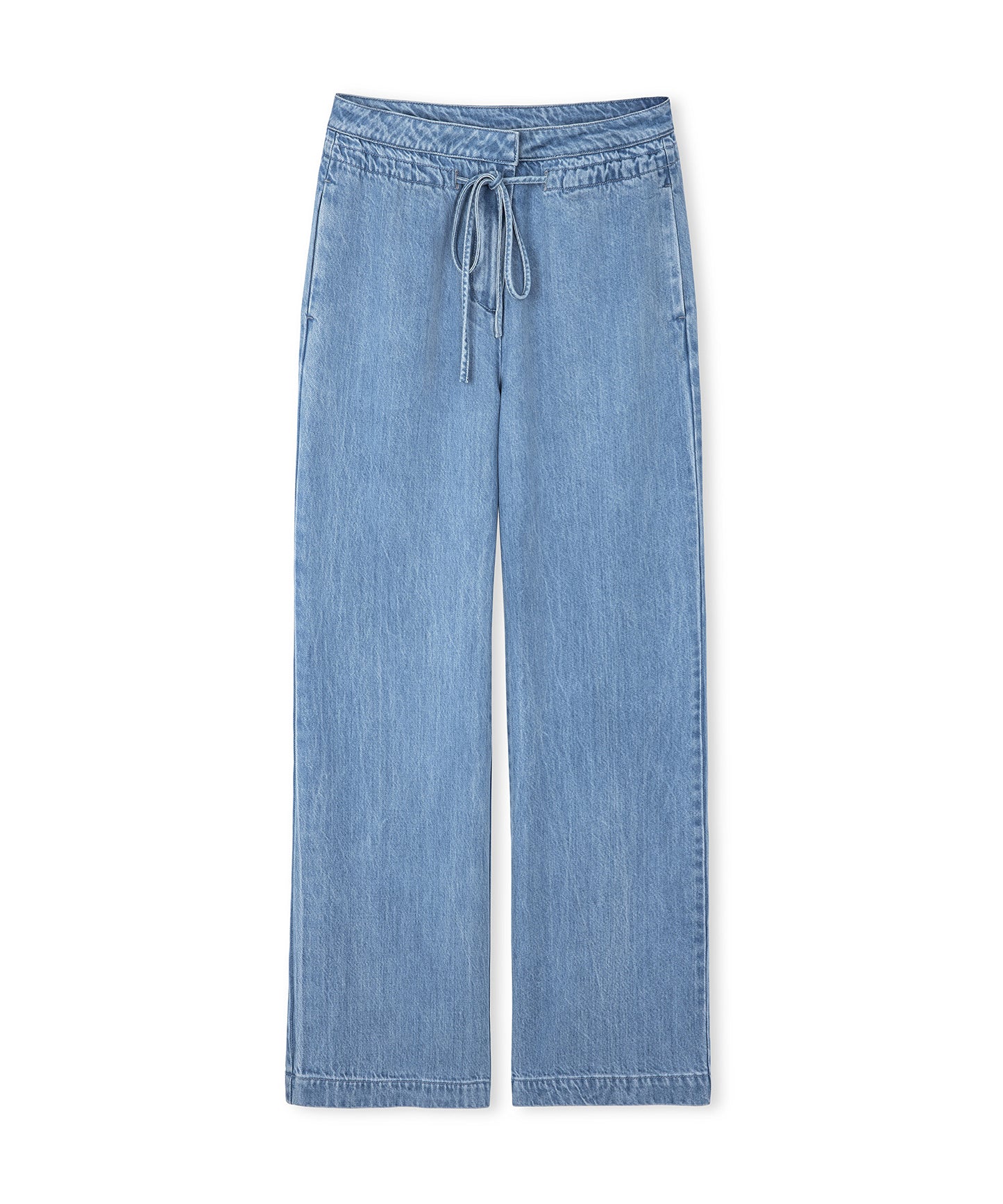 Belden Bağlamalı Denim Pantolon