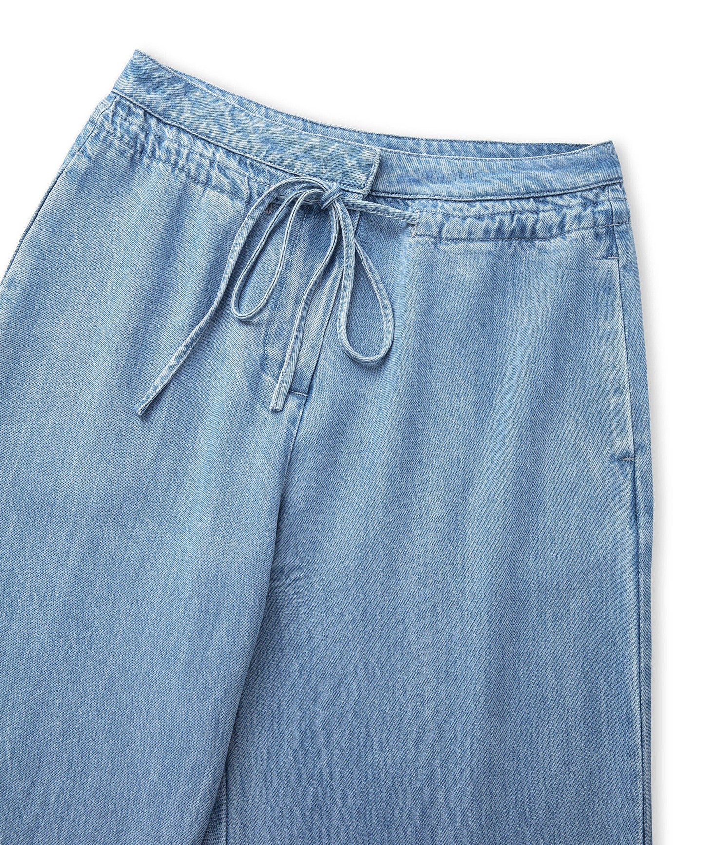 Belden Bağlamalı Denim Pantolon