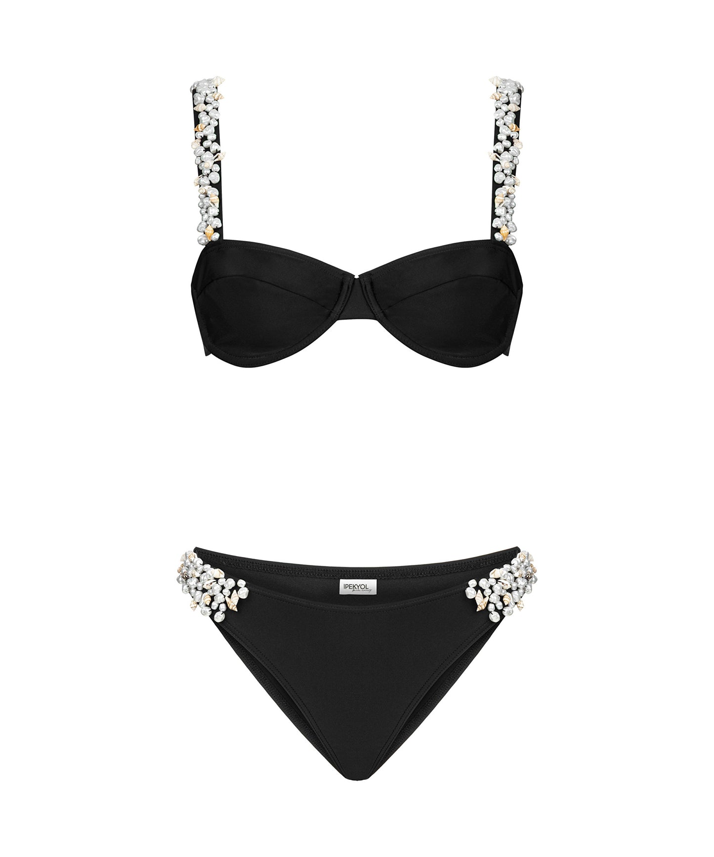 Suni Inci Ve Strass Taş Işlemeli Bikini Seti