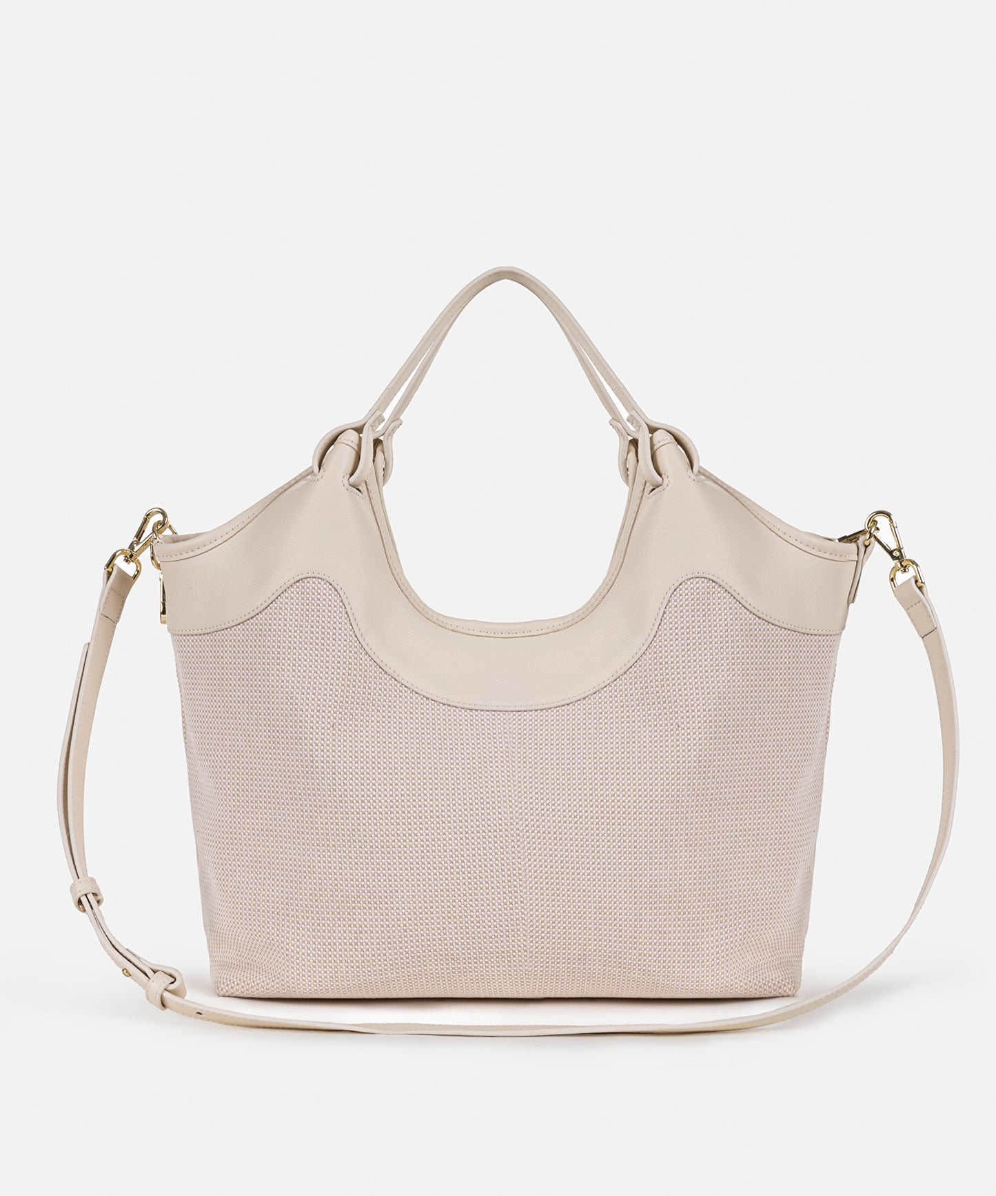 Kontrast Dokulu Çift Askılı Çanta