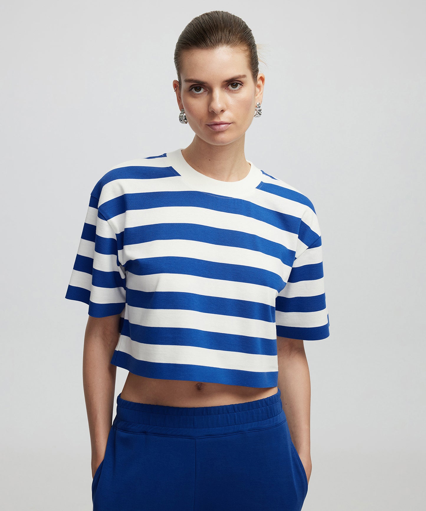 Çizgili Crop Tişört