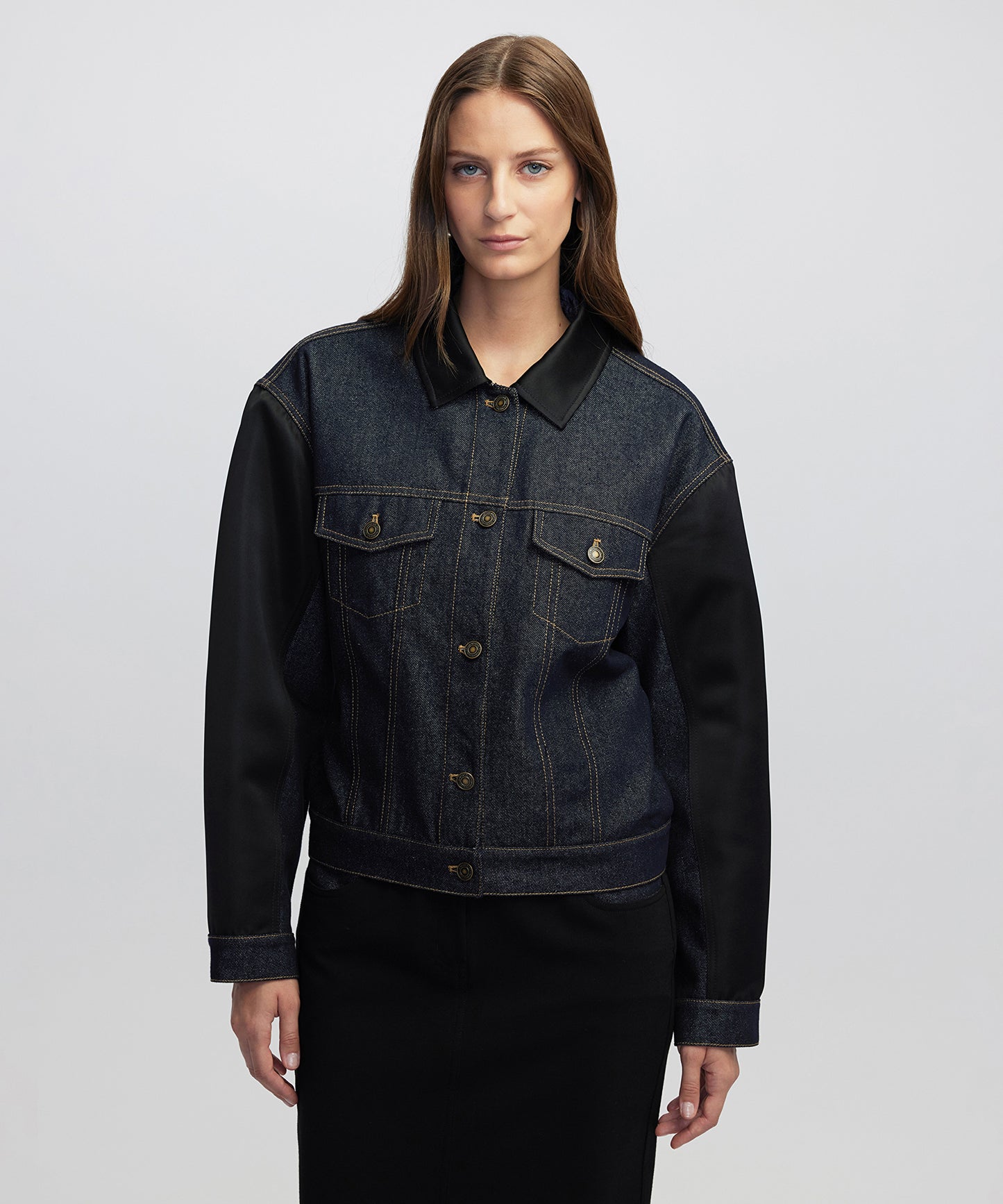 Saten Mix Denim Ceket