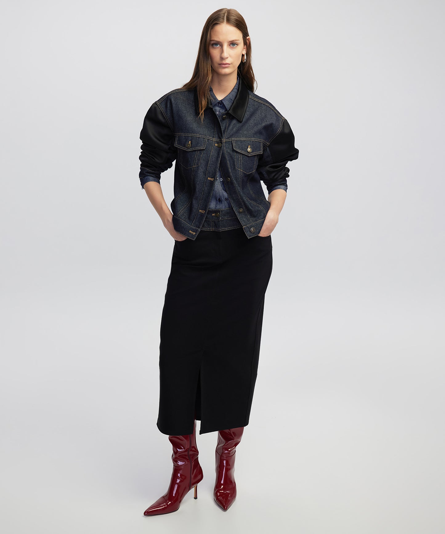 Saten Mix Denim Ceket