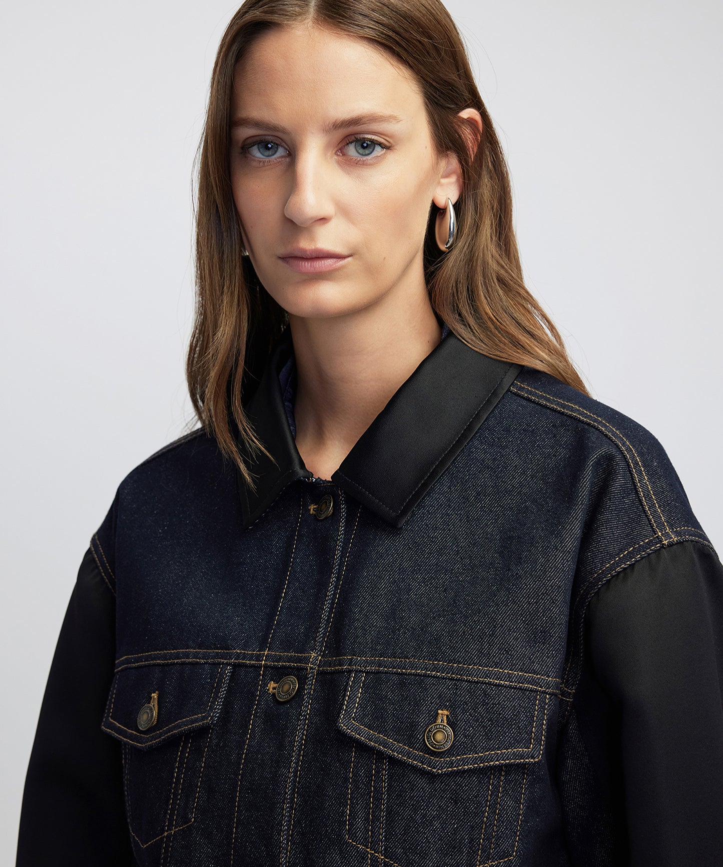 Saten Mix Denim Ceket