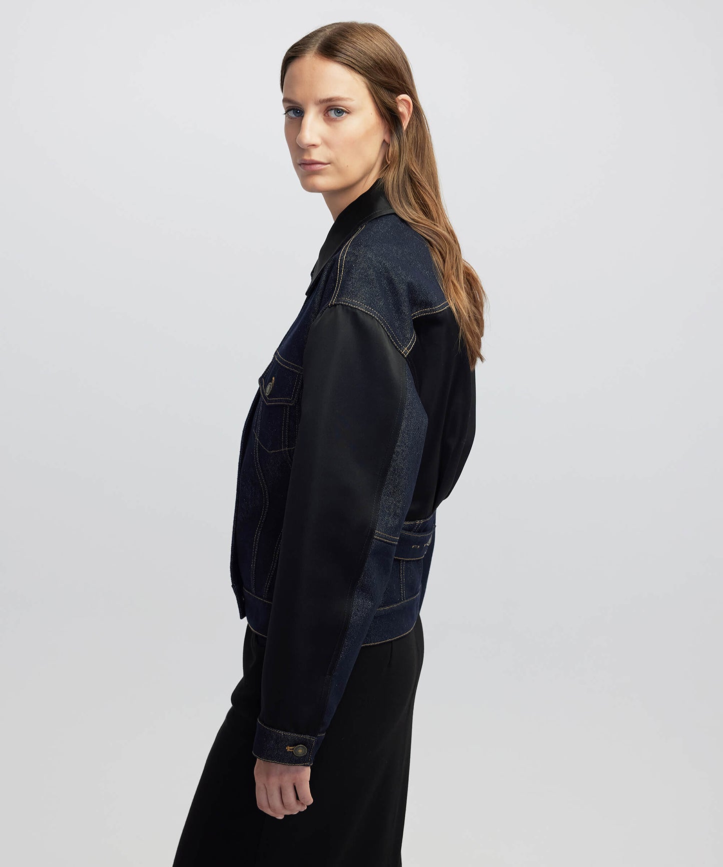 Saten Mix Denim Ceket