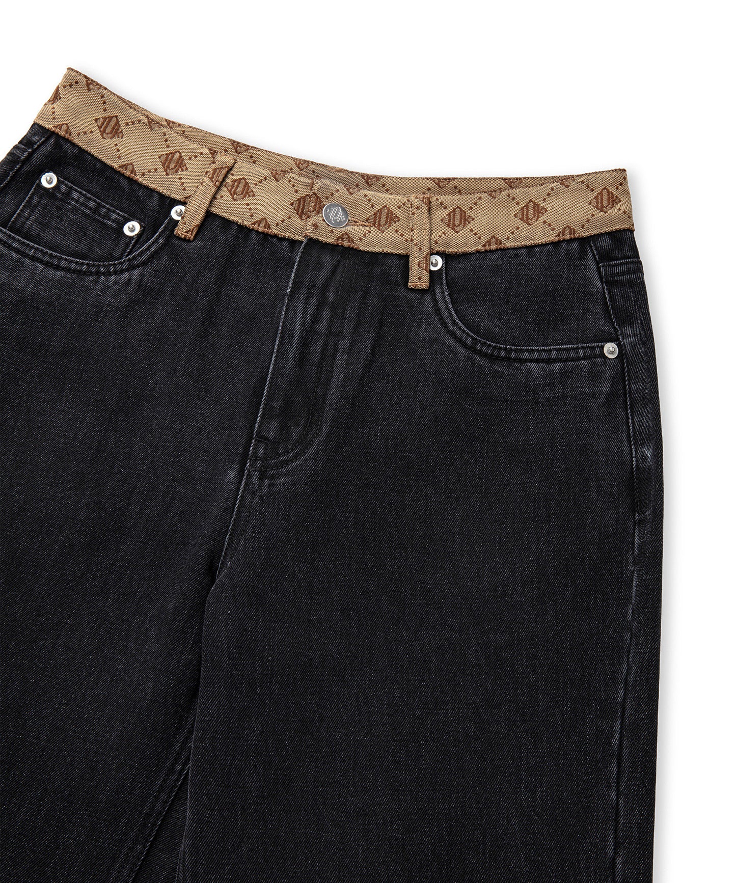 Monogram Jakarlı Jean Pantolon
