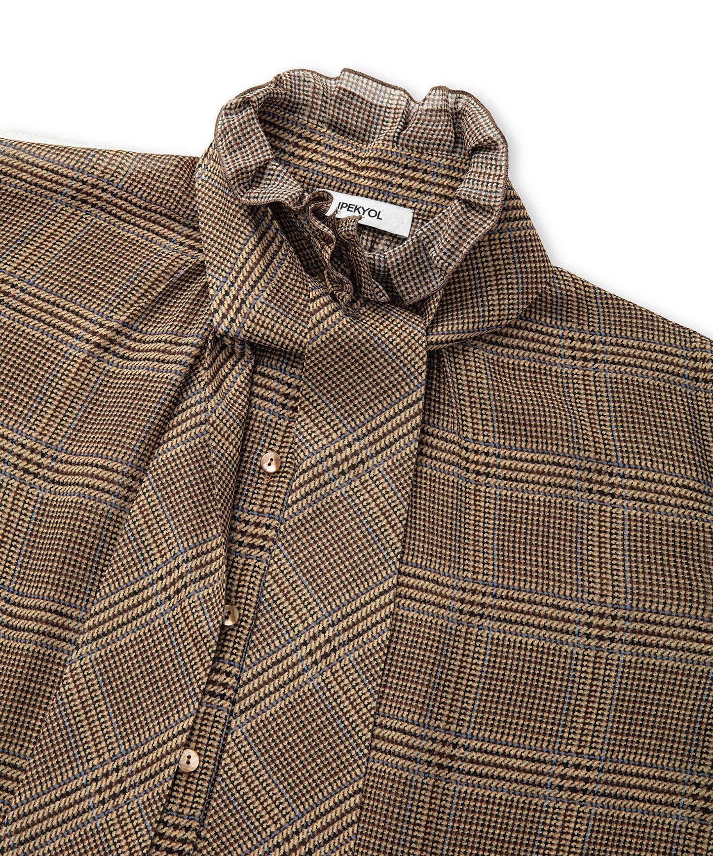 Fularlı Ekose Desen Gömlek