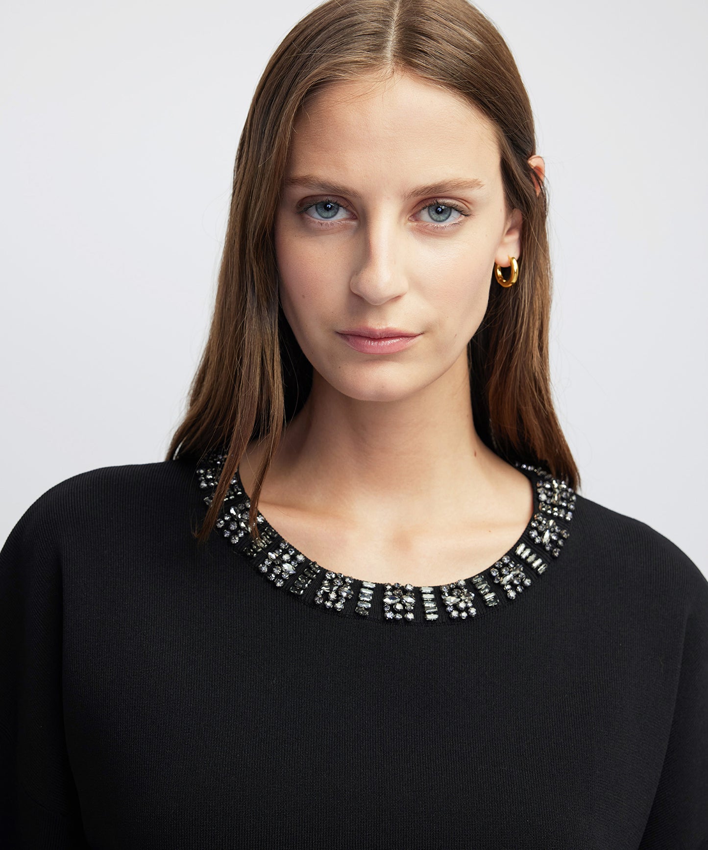 Strass Taş Aksesuarlı Oversize Triko
