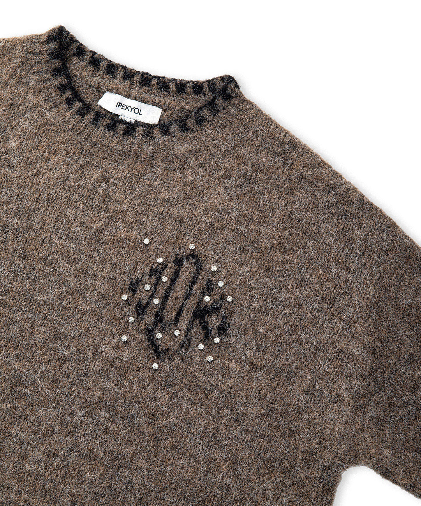 Monogram Jakarlı Strass Taş Işlemeli Kazak