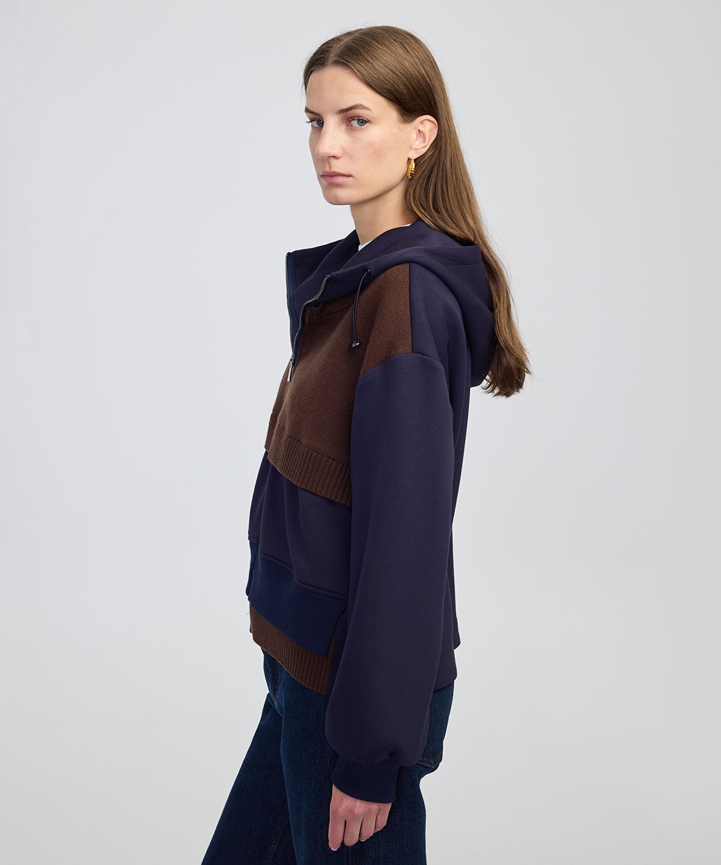 Triko Mix Kapüşonlu Sweatshirt