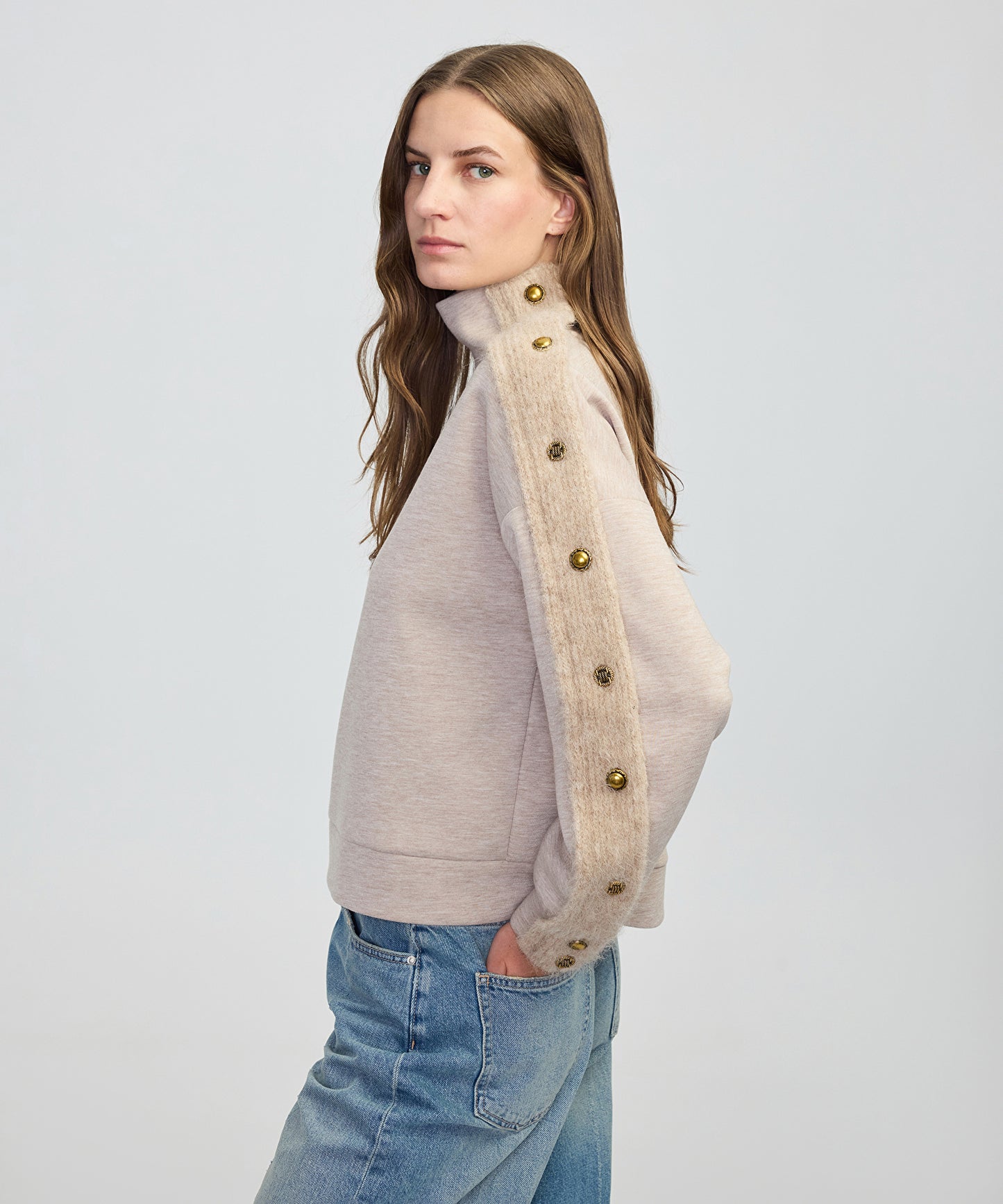 Triko Mix Dik Yaka Sweatshirt