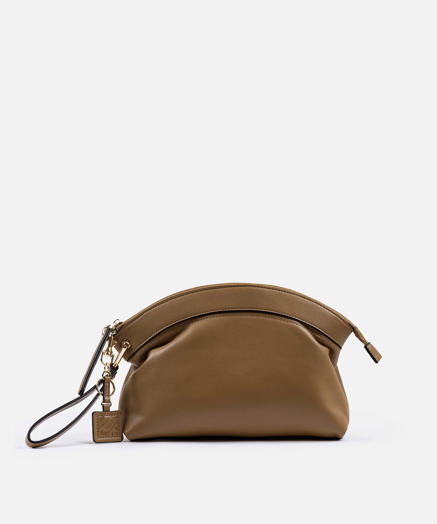 Deri Görünümlü Monogram Tokalı Clutch