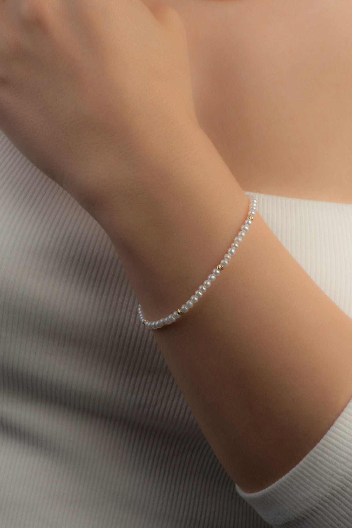 Doğal Inci Taşlı 14 Ayar Altın Bileklik M00316053618