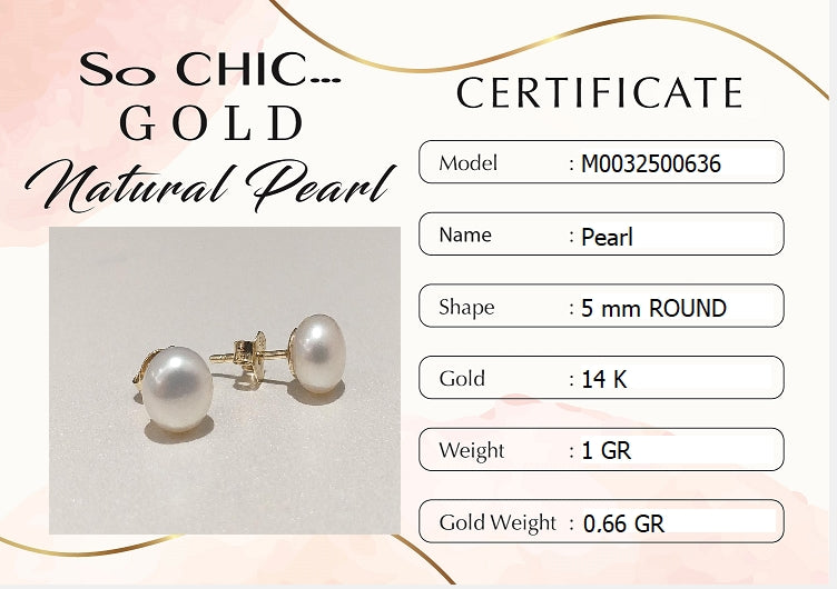 Doğal Inci 14 Ayar Altın Küpe M003250063644