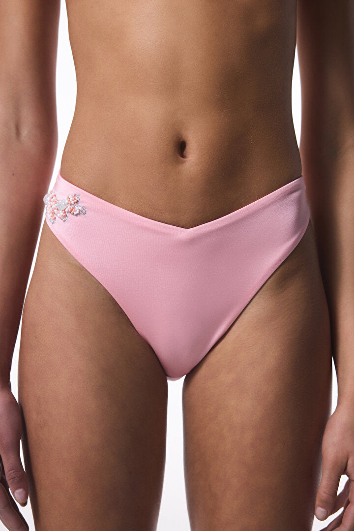 Pembe Boncuk Detaylı V Kesim Bikini Altı - Gamze Erçel Koleksiyonu Pl550w2625iy-pn56 - Penti