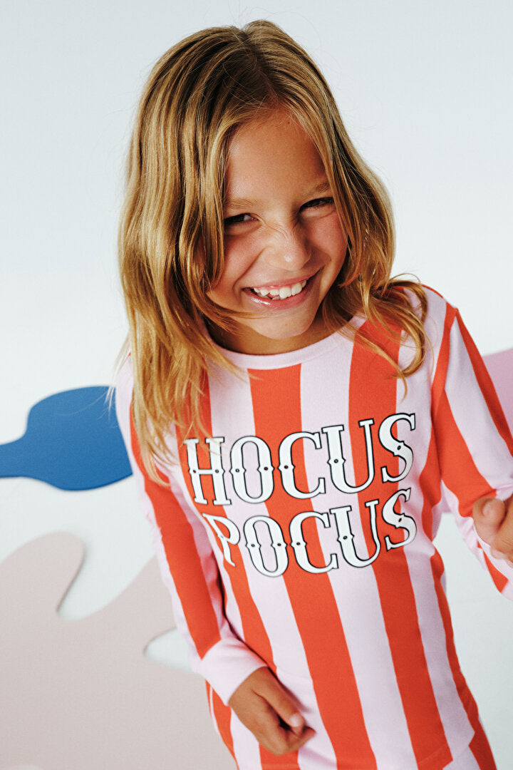 Pembe Kız Çocuk Hocus Pocus Çizgiliuzun Kol Pijama Takımı Pn4416ks25sk-pn99 - Pembe - Penti