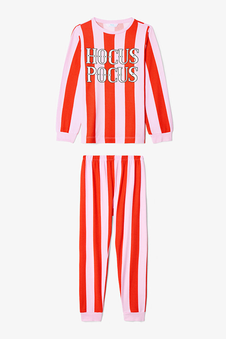 Pembe Kız Çocuk Hocus Pocus Çizgiliuzun Kol Pijama Takımı Pn4416ks25sk-pn99 - Pembe - Penti