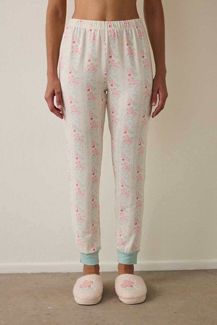 Gardenya Cute Flowers Çiçekli Termal Etkili Pijama Altı