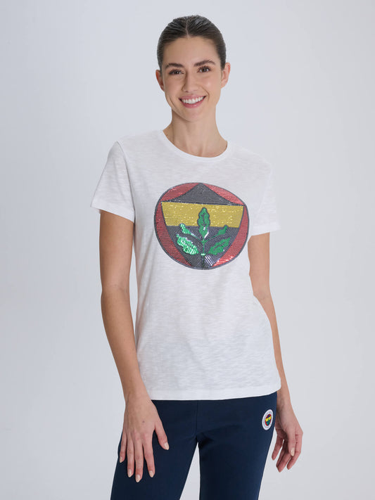 Fenerbahçe Beyaz Logolu Tribün Kadın Tshirt
