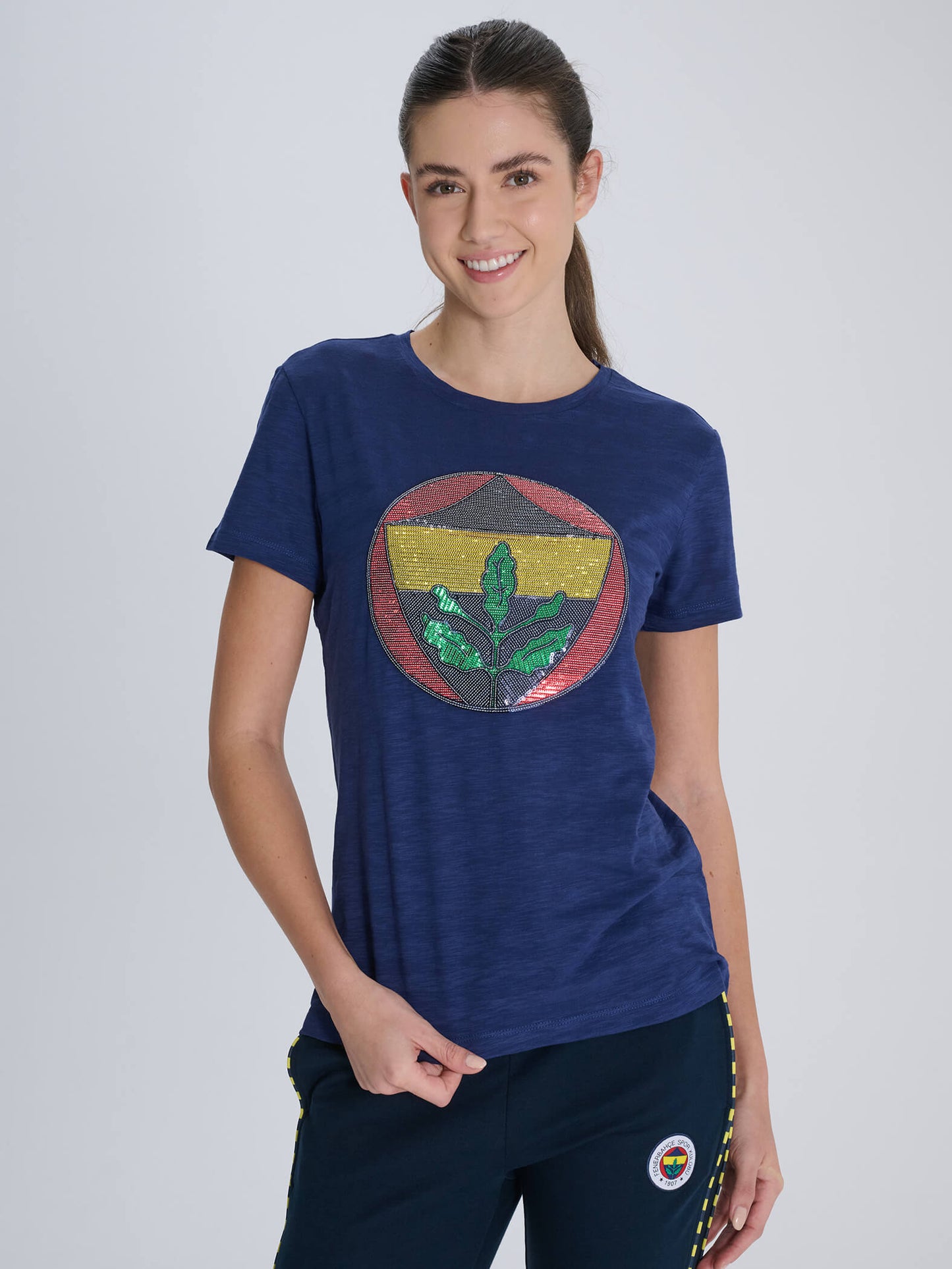 Fenerbahçe Lacivert Logolu Tribün Kadın Tshirt